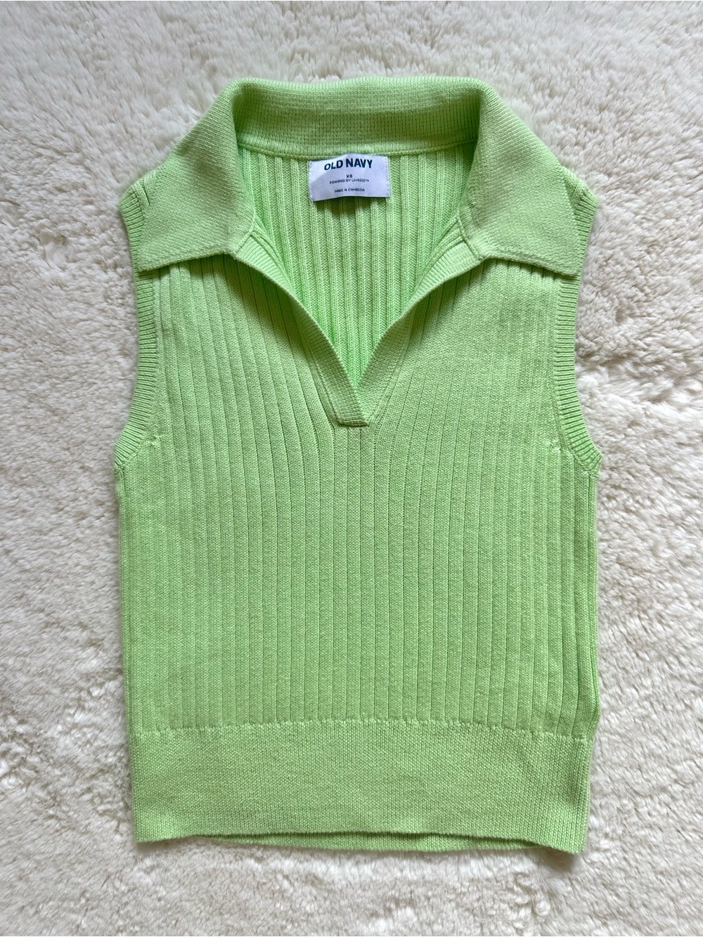 Old Navy Sleeveless Rib-Knit Cropped Polo Pastel Green XS